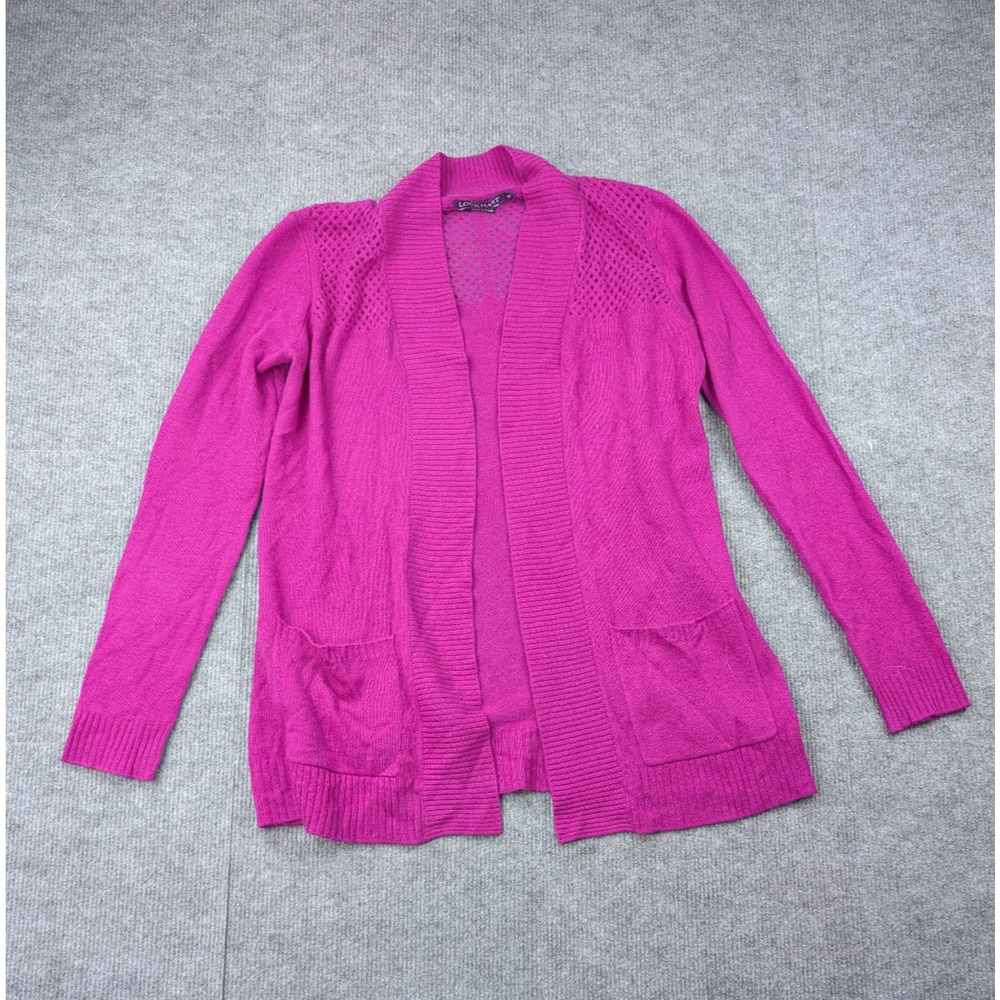 Lockhart Cashmere Cardigan Womens Medium Purple Open Front Minimalist Natural